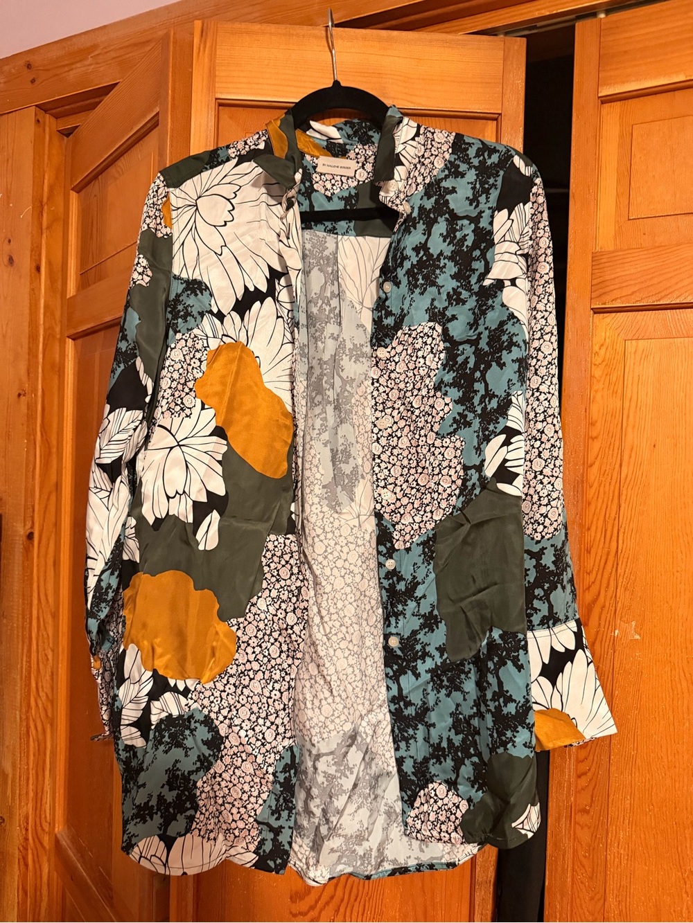 Floral Patchwork Longline Top - Teal, Olive & Mustard
